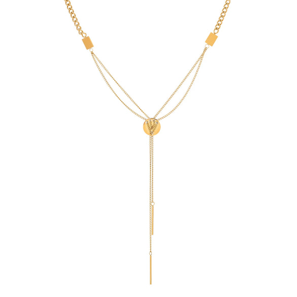 Necklace Stainless Steel Geometric Y Word Tassel Long Stick Pendant Electroplating For Women