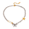 Necklace Stainless Steel Gold And Silver Color Matching Bow Pattern Electroplating For Women