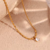 Necklace Stainless Steel Gold Plated Asymmetric Rice Beads Round Bead Chain Geometric Zircon For Women