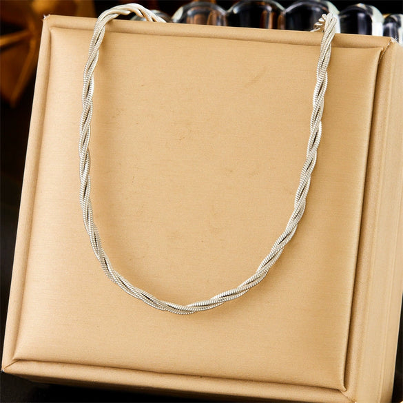 Necklace Stainless Steel Gold Plated Chain Twist Fashion Retro Simple Style