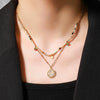 Necklace Stainless Steel Gold Plated Handmade Geometric Round Pendant Clavicle Chain For Women