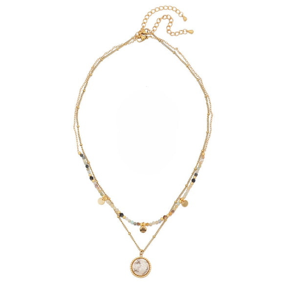 Necklace Stainless Steel Gold Plated Handmade Geometric Round Pendant Clavicle Chain For Women