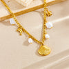 Necklace Stainless Steel Goldplated Animal Zodiac Square Pendant
