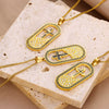Necklace Stainless Steel Goldplated Cross Crown Wave Pattern Electroplating Design
