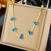 Necklace Stainless Steel Goldplated Geometric Mixed Gem Inlay Snake Bone Chain For Women