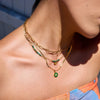 Necklace Stainless Steel Green Natural Stone Heart Shape Electroplated For Women