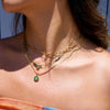 Necklace Stainless Steel Green Natural Stone Heart Shape Electroplated For Women