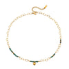 Necklace Stainless Steel Green Natural Stone Heart Shape Electroplated For Women