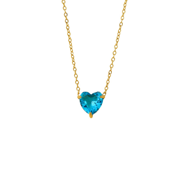 Necklace Stainless Steel Heart Inlaid With Zircon 18K Gold Plated
