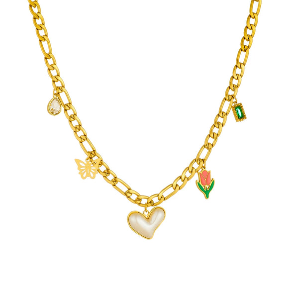 Necklace Stainless Steel Heart Shape Electroplating Multielement Accessory For Women