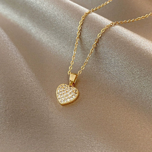 Necklace Stainless Steel Heart Shape Fashion Highend Electroplating For Girls