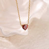 Necklace Stainless Steel Heart Shape Mixed Gemstone Setting Set With Diamonds Furnace Electroplated For Women