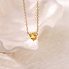 Necklace Stainless Steel Heart Shape Mixed Gemstone Setting Set With Diamonds Furnace Electroplated For Women