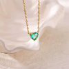 Necklace Stainless Steel Heart Shape Mixed Gemstone Setting Set With Diamonds Furnace Electroplated For Women