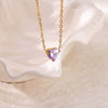 Necklace Stainless Steel Heart Shape Mixed Gemstone Setting Set With Diamonds Furnace Electroplated For Women