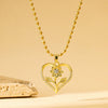 Necklace Stainless Steel Heartshaped Mixed Gemstone Inlay Electroplating For Women