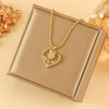 Necklace Stainless Steel Heartshaped Mixed Gemstone Inlay Electroplating For Women