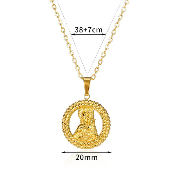 Necklace Stainless Steel Hip Hop Style Round Queen's Head Portrait Ochain Electroplated Women's