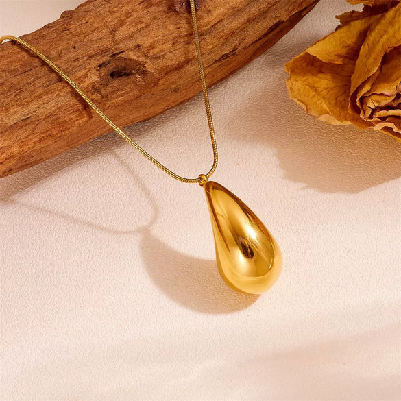 Necklace Stainless Steel Hollow Water Drop Comma Design With Cartoon Characters Electroplating For Women
