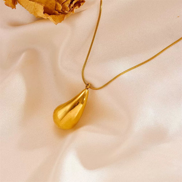 Necklace Stainless Steel Hollow Water Drop Comma Design With Cartoon Characters Electroplating For Women