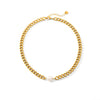 Necklace Stainless Steel Imitation Pearl Geometric Cuban Chain Baroque Style Vacuum Plated Electroplated For Women