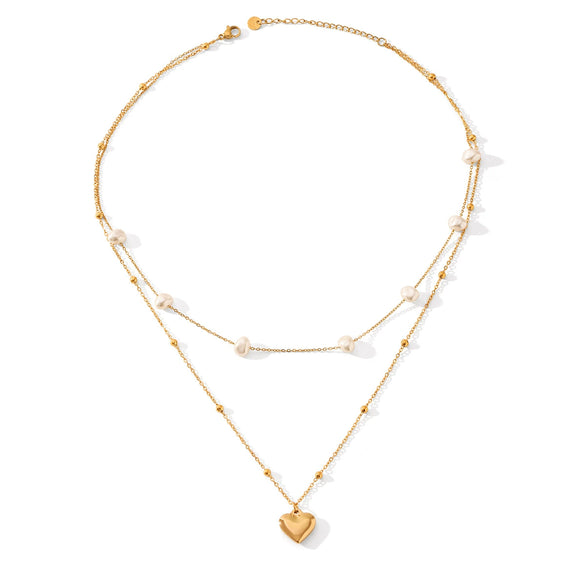 Necklace Stainless Steel Imitation Pearl Titanium Steel Heartshaped Geometric Electroplating For Women