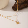 Necklace Stainless Steel Imitation Pearl Titanium Steel Heartshaped Geometric Electroplating For Women