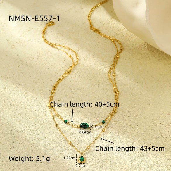 Necklace Stainless Steel Inlaid With Turquoise Natural Stone Electroplating Fashion Women's