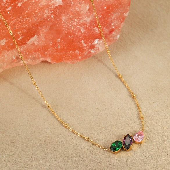 Necklace Stainless Steel 18K Electroplated Dropshaped Geometric Zircon Women's