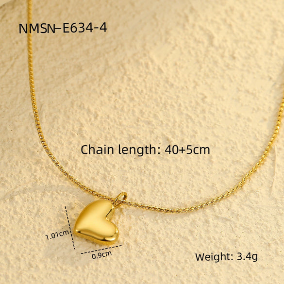Necklace Stainless Steel 18K Gold Electroplated Heart Couple Style