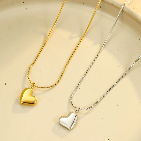 Necklace Stainless Steel 18K Gold Electroplated Heart Couple Style