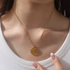 Necklace 316L Stainless Steel 18K Gold Plated French Romantic Stylish Round Pendant Jewelry