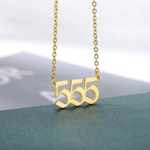 Necklace Stainless Steel 18K Gold Plated Letters Numbers Text Electroplating Unisex