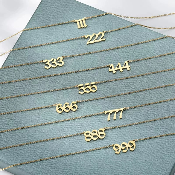 Necklace Stainless Steel 18K Gold Plated Letters Numbers Text Electroplating Unisex