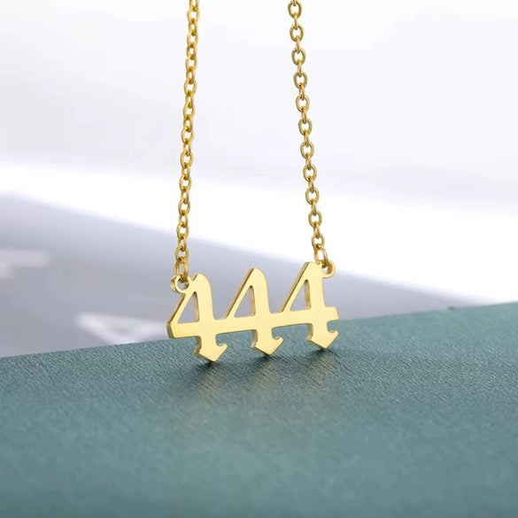 Necklace Stainless Steel 18K Gold Plated Letters Numbers Text Electroplating Unisex