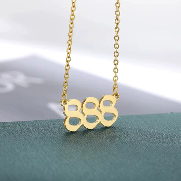 Necklace Stainless Steel 18K Gold Plated Letters Numbers Text Electroplating Unisex