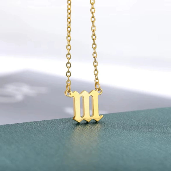 Necklace Stainless Steel 18K Gold Plated Letters Numbers Text Electroplating Unisex