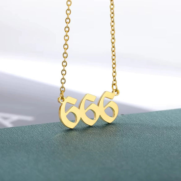 Necklace Stainless Steel 18K Gold Plated Letters Numbers Text Electroplating Unisex