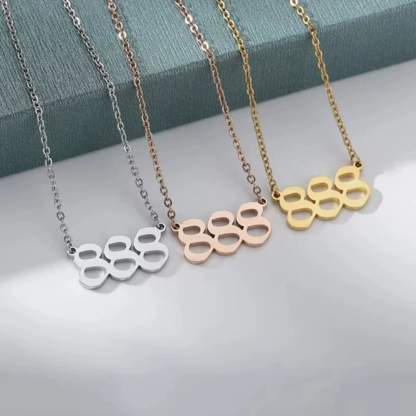 Necklace Stainless Steel 18K Gold Plated Letters Numbers Text Electroplating Unisex