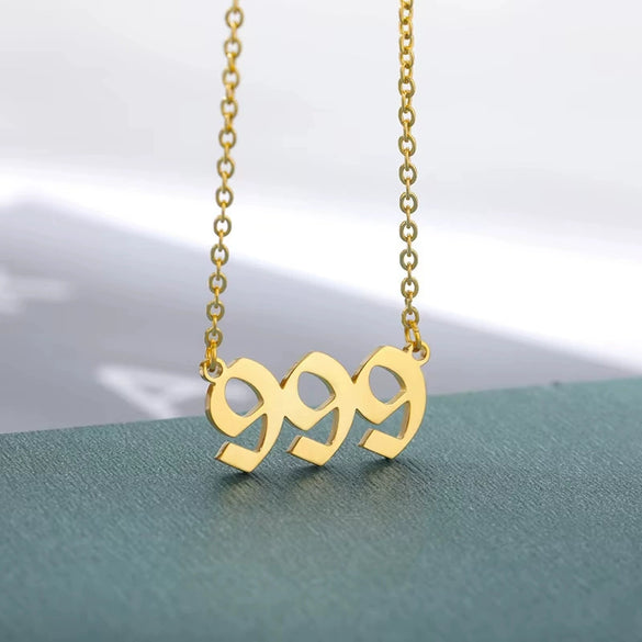 Necklace Stainless Steel 18K Gold Plated Letters Numbers Text Electroplating Unisex