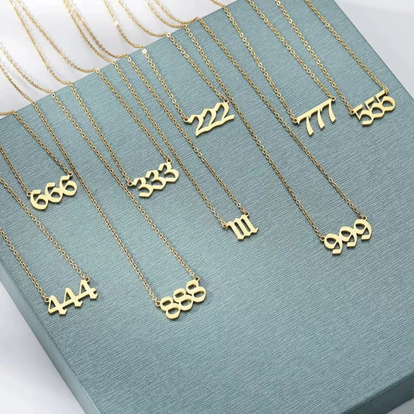 Necklace Stainless Steel 18K Gold Plated Letters Numbers Text Electroplating Unisex