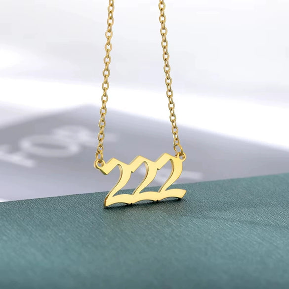 Necklace Stainless Steel 18K Gold Plated Letters Numbers Text Electroplating Unisex