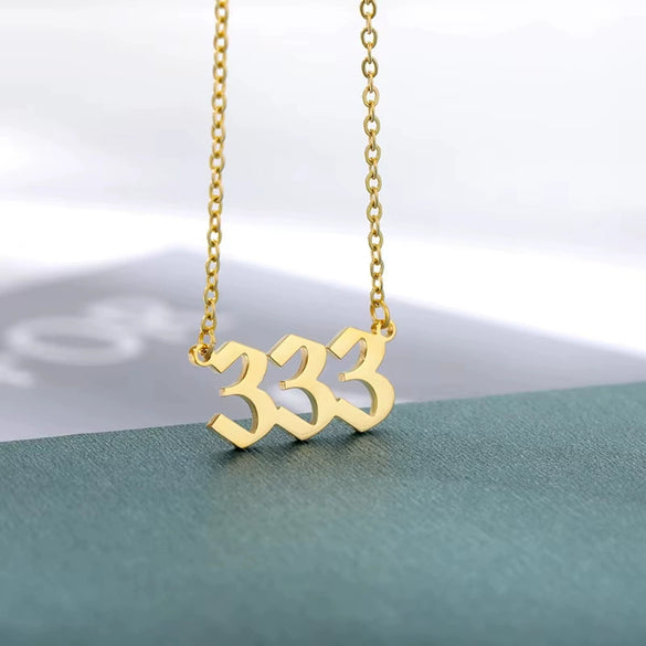 Necklace Stainless Steel 18K Gold Plated Letters Numbers Text Electroplating Unisex