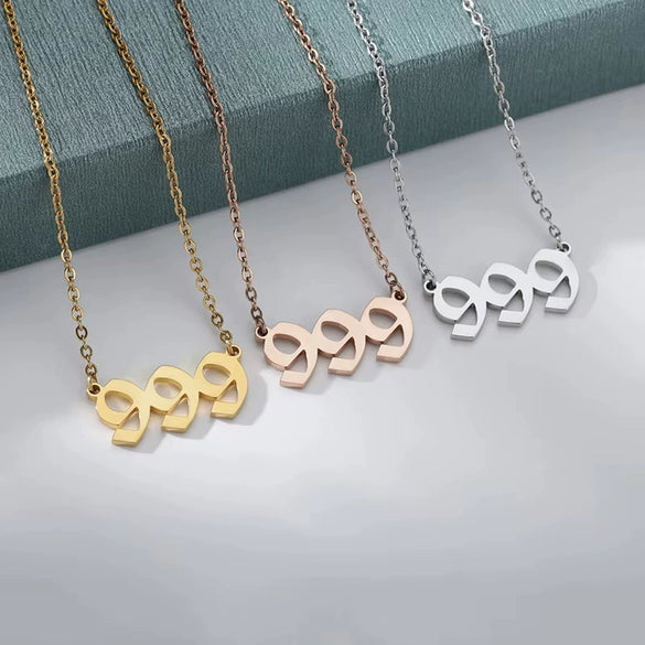 Necklace Stainless Steel 18K Gold Plated Letters Numbers Text Electroplating Unisex