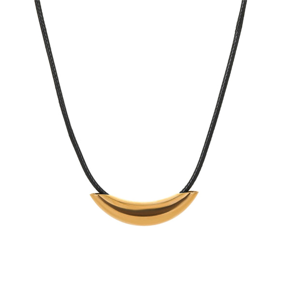Necklace Stainless Steel Leather Rope Geometric Design Electroplating For Women