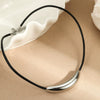 Necklace Stainless Steel Leather Rope Geometric Design Electroplating For Women