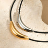 Necklace Stainless Steel Leather Rope Geometric Design Electroplating For Women