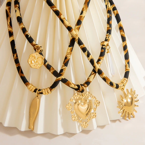 Necklace Stainless Steel Leopard Print Geometric Sunfish Pendant Electroplating For Women