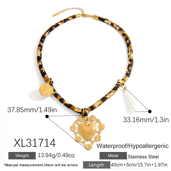 Necklace Stainless Steel Leopard Print Geometric Sunfish Pendant Electroplating For Women