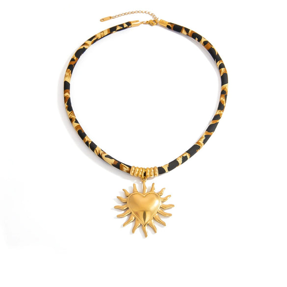 Necklace Stainless Steel Leopard Print Geometric Sunfish Pendant Electroplating For Women